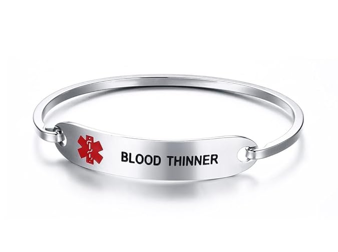 VNOX Blood THINNER Bracelet Stainless Steel Medical Alert ID Bangle