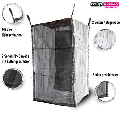 ASUP Holz Bag 100x100x165-2 Seiten Netzgewebe - 2 Seiten PP-Gewebe mit Lüftungsschlitzen, SWL 10 – Bild 4