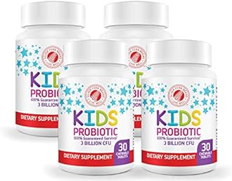 Silver Fern Brand Kids Ultimate Probiotic - 4 Bottles - 30 Chewable Tablets Each - Sugar & Gluten Free - Children's Dietary Supplement - DNA & Survivability Verified - Digestive & Immune Support