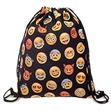 Drawstring Backpack for Traveling or Shopping Casual Daypacks School Bags (Emoji-b)