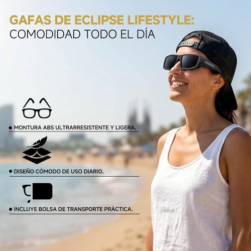 Plastic Solar Eclipse Glasses Approved ISO 12312-2 & CE Certified - Safe for Direct Observation - Glasses for Viewing Solar Eclipses - AAS Listed - Total Eclipse 2026