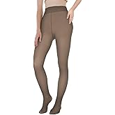 EXQUISLIFE Fleece Lined Tights Sheer Women - Fake Translucent Warm Pantyhose Leggings Sheer Thick Tights, for Winter