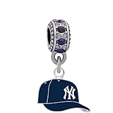 New York Yankees Ball Cap Charm Compatible With Pandora Style Bracelets. Can also be worn as a necklace (Included.)