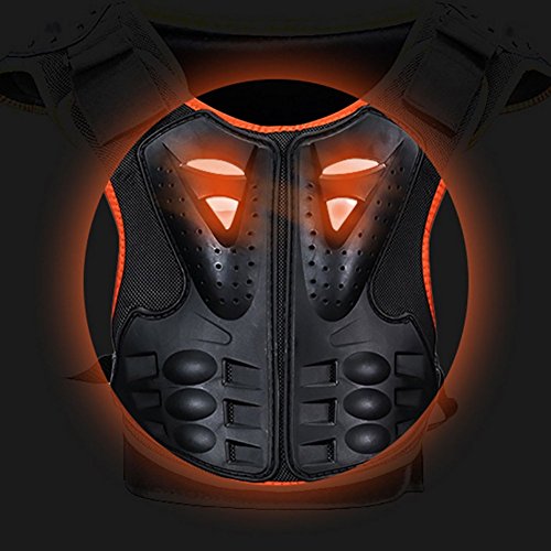 Kids Chest Protector Spine Armor Vest with Fluorescent Pads in Front, Children Dirt Bike Body Guard for Skating Skiing Riking, L - Thumbnail 6
