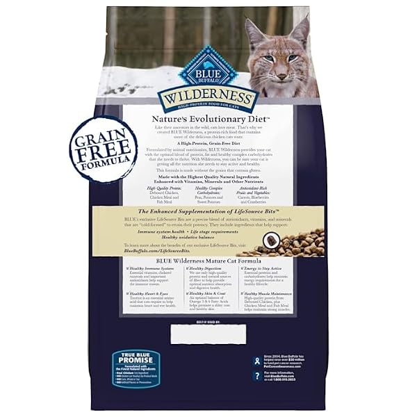 BLUE BUFFALO BLUE WILDERNESS NATURAL HIGH PROTEIN, CHICKEN, MATURE DRY CAT FOOD, 4 LBS.