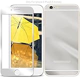 Iphone 6 Plus Colored Mirror Screen Protector [Tempered Glass] Connetech Electroplating Mirror Effect Front Screen & Back Tempered Glass Screen Protector Whole Body Protection Anti Scratches for Iphone 6 6s Plus 5.5inch (Silver)