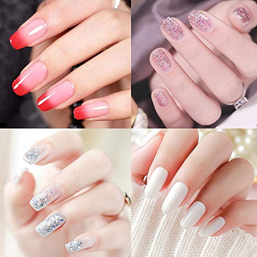 JOSLOVE Poly Gel Kit 6 Colors Excellent Nail Extension Gel Kit 15g Gel Builder Clear White Pink Temperature Changing Poly Nail Gel Kit All In One Gift Box 15g Per One