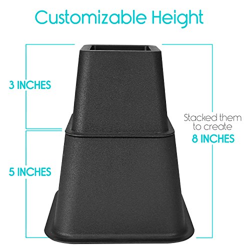 Bed Risers by Vive (5 & 3 Inch) Furniture Frame Lifter Stilts for