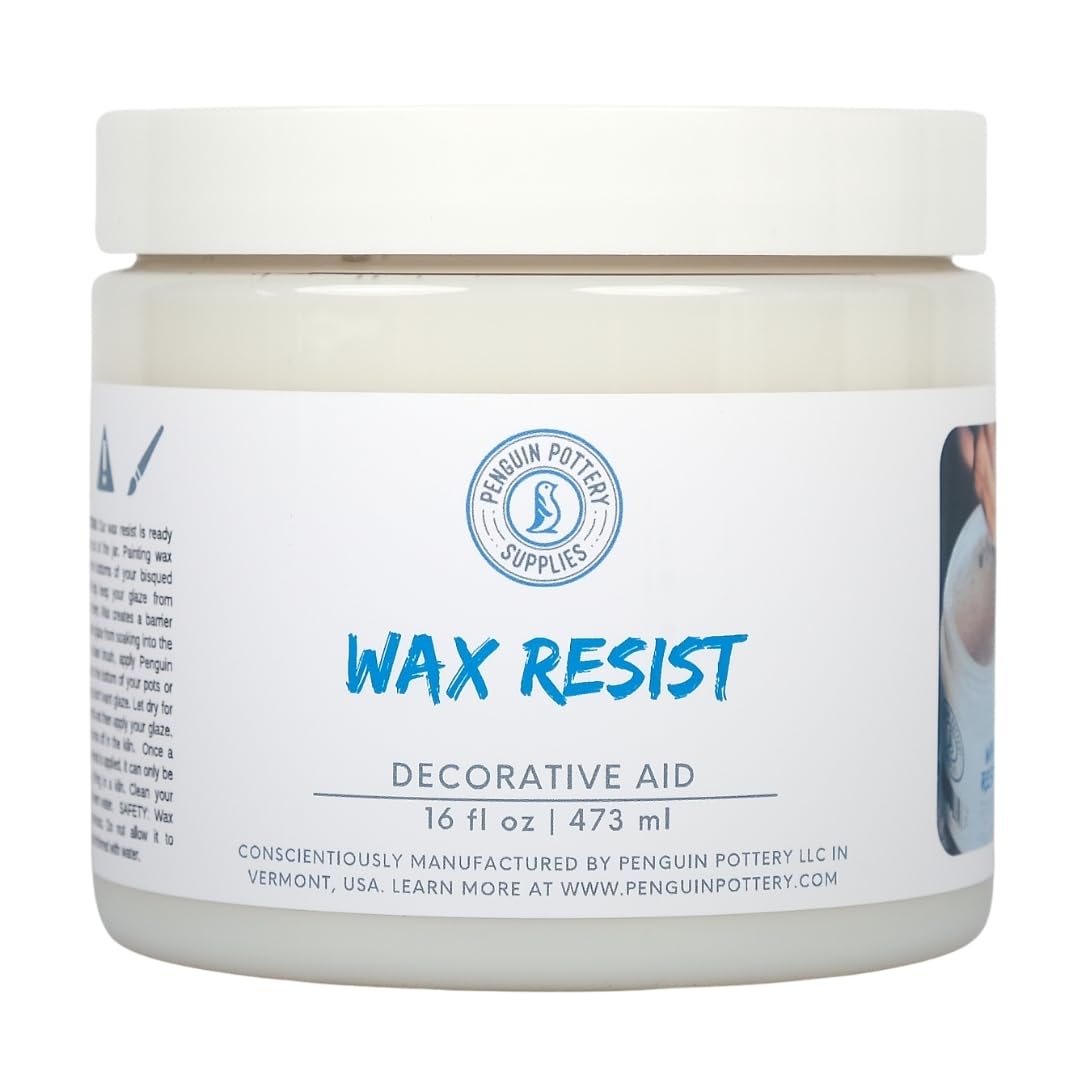 Penguin Pottery Ceramic Wax Resist for Pottery Glaze, Clay Glaze, Slip Clay - Use Pottery Wax Resist with Underglazes in Pottery Kiln - Alternative to Latex Resist for Pottery (1 Pint | 473 ml)