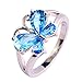 Psiroy 925 Sterling Silver Created Blue Topaz Filled Butterfly Ring