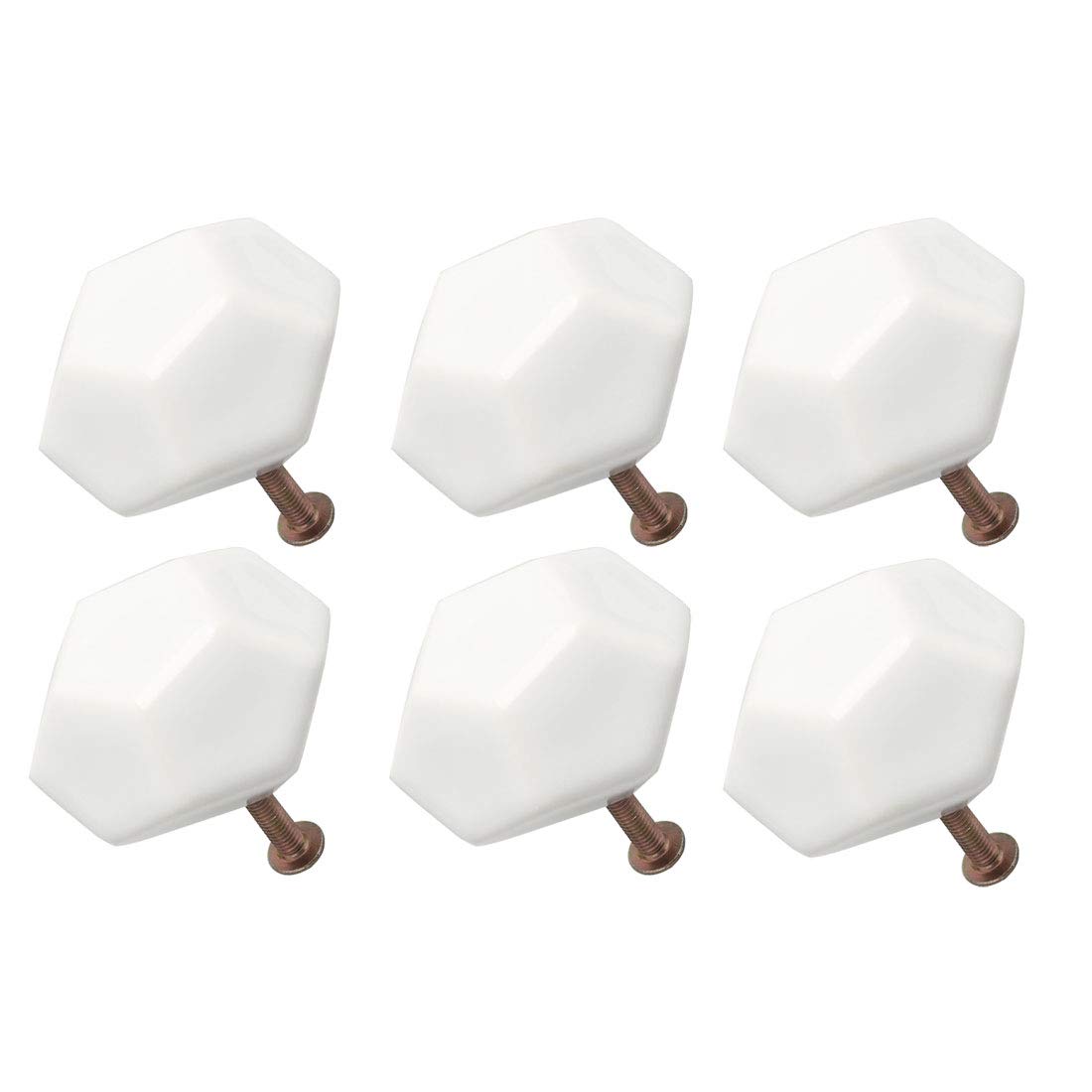 sourcing map 6pcs Ceramic Knobs Vintage Knob Drawer Geometry Pull Handle Furniture Door Cabinet Cupboard Wardrobe Dresser Replacement White