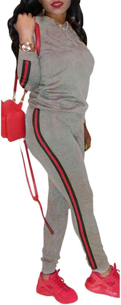 Women's 2 Pieces Outfits Long Sleeve Casual Hoodie Tops and Pants Jumpsuit Tracksuits