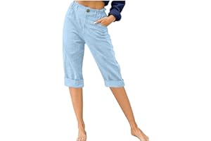 LRMQS Womens Capri Pants Summer Trendy Casual Elastic Waist Cropped Trouser Fashion Resort Wear Beach Vacation Capris Clothes