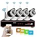 Wireless Security Camera System, Hi-Tech 4CH 1080p NVR with (4) Bullet Cameras with Night Vision, Motion Detection, iOS Android App Remote Access