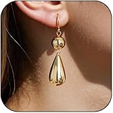 Gold Statement Teardrop Dangle Earrings for Women Trendy Silver Pearl Ball Tear Drop Dangling Long Huggie Hoop Earring Vintage Unique Cool Prom Jewelry