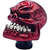 LAINLOY Skull Car Gear Shift Knob, Big Tooth Skull Stick Shifter, Car Transmissions Shifting Lever Handle Compatible with Most Automatic Manual Truck Car SUV (Red)