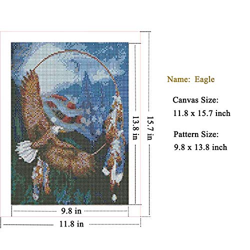 DIY 5D Diamond Painting by Number Kit, Full Drill Dusk Eagles Animal Embroidery Cross Stitch Rhinestone Pictures Arts Craft Home Wall Decor 12 x16inch