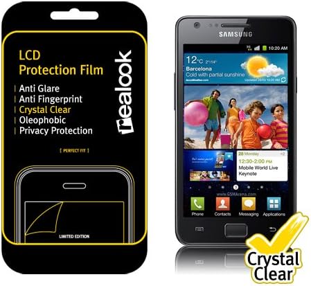 Samsung Galaxy S2 / SII int'l unlocked version (Model# GT-i9100) Screen Protector, REALOOK screen protector for Samsung Galaxy S2 / SII int'l unlocked version (Model# GT-i9100) Crystal Clear 2-PK