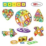 Minto Toy Magnetic blocks, 101 PCS Magnetic tiles building set Educational Toys for Girls and Boys