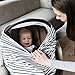 Nursing Breastfeeding Cover Scarf, Baby Car Seat Canopy, Shopping Cart Cover, High Chair Cover, Stretchy, Lightweight, Breathable Material, Navy Stripes, Perfect 4 in 1 Multi use Baby Gift!