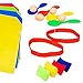 Voucchi 4 in 1 Outdoor Games for Kids, Potato Sack Race, Egg & Spoon Race, 3 Legged Race & Bean Bag Toss, Backyard Party & Picnic Fun for All