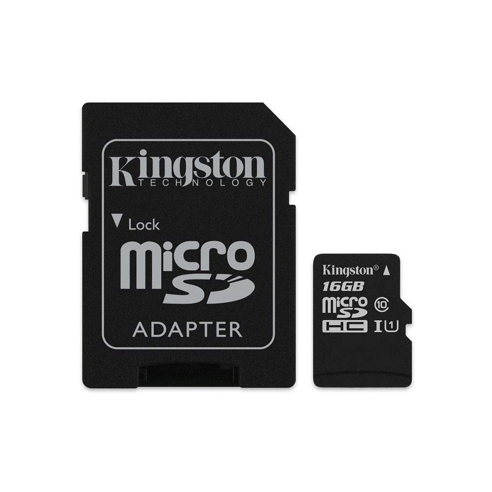 Kingston microSDHC SDC4/16GB Class 4 Flash Card + SD Adapter, Black