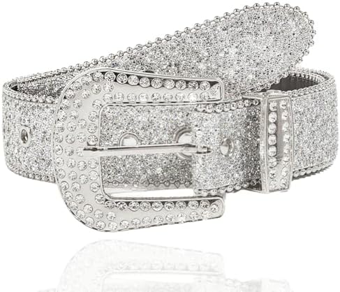 Rhinestone Western Belt with Removable Buckle - Sparkly Cowgirl Cowboy Waist Rhinestone Belt Goth Belt Bling Belts for Women and Men  main image 4