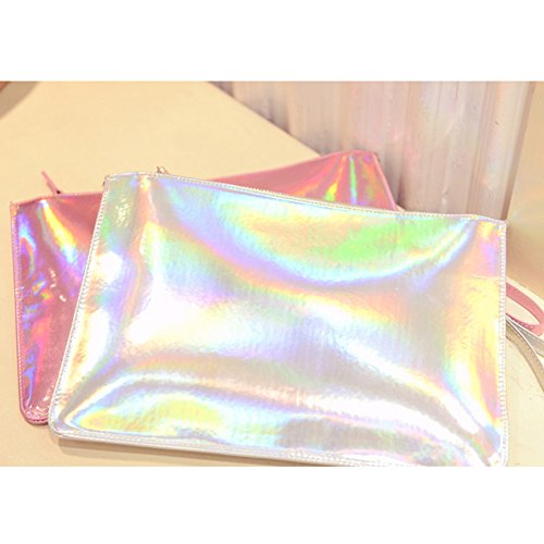 Women's Hologram Anti Wrinkle Wristlet Wallet Clutch Bag, Cell phone Pouch, Envelope Evening bag