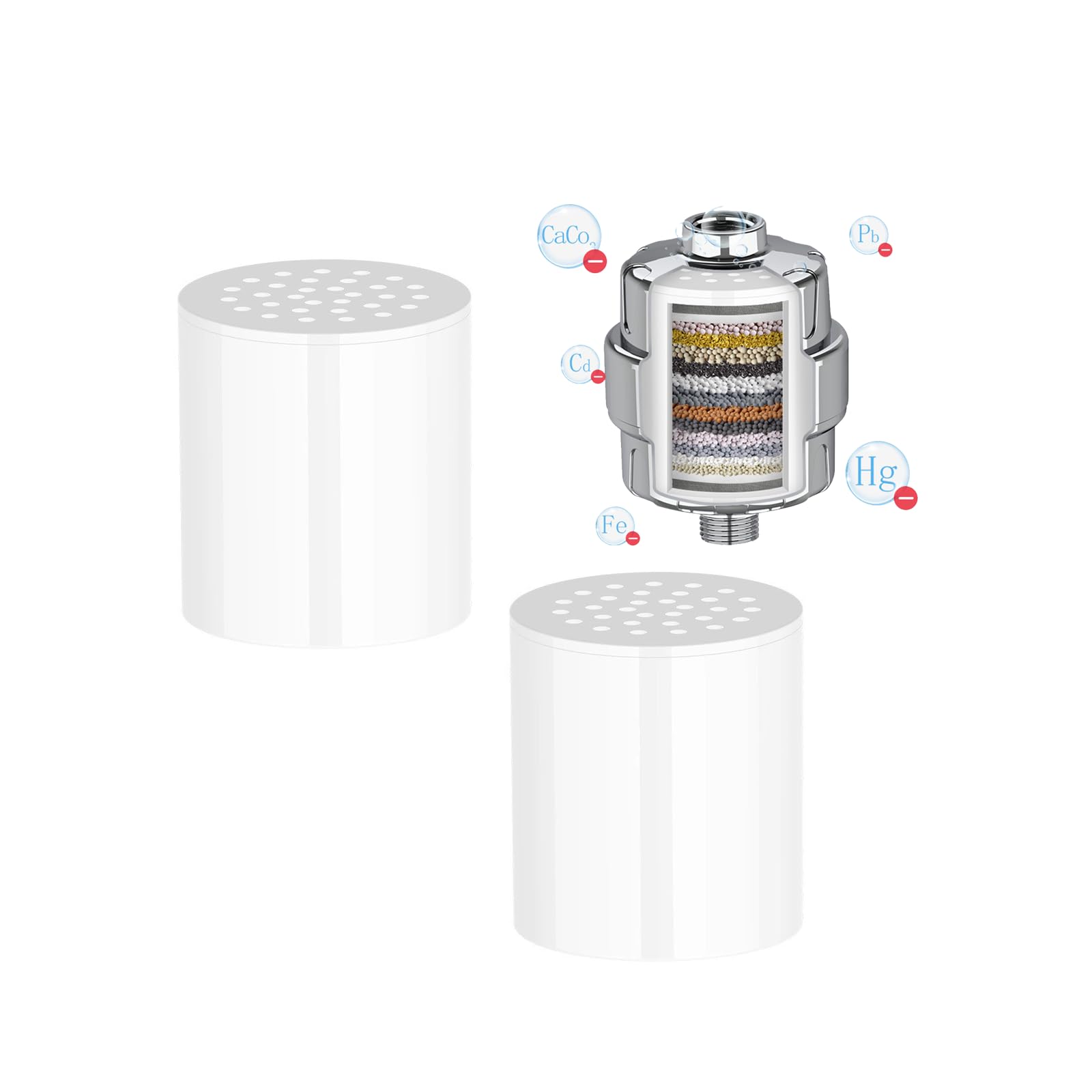 Vokowin 2 PCS 20 Stages Shower Filter Replacement Cartridge, Universal Shower Head Filter Cartridge Removes Chlorine Heavy Metal Fluoride Shower Filter Cartridge for Kitchen Bathroom (K309-2)