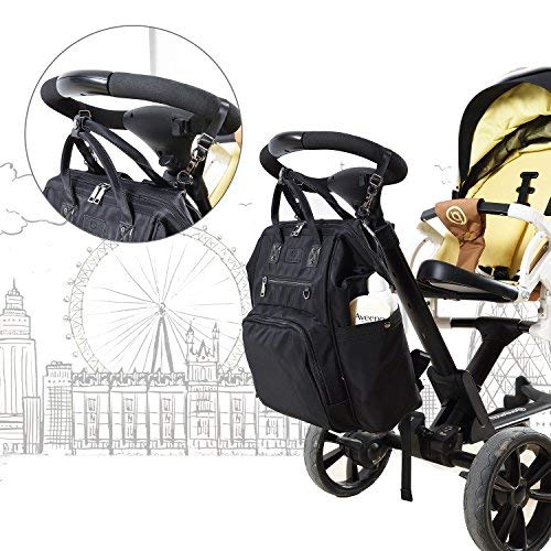 Baby Diaper Bags Backpack-Smart Organizer Large Capacity Multifunction,Stylish for Women and Men,Bonus Travel Changing Pad， Black,BJ03 - Thumbnail 6