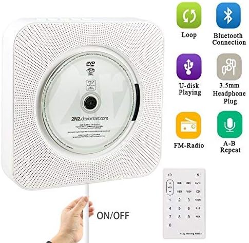 [Upgraded] Portable CD Player, Beatife 5-in-1 Wall Mounted CD Music Player HiFi Bluetooth Speaker Home Audio Boombox with Remote Control USB Drive AUX in& 3.5mm Headphone Jack with Bonus Accessories