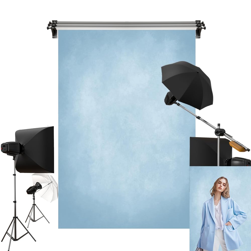 Photo 1 of Kate 8x8ft/2.5x2.5m Blue Backdrop Texture Baby Blue Portrait Photo Shoot Studio Props