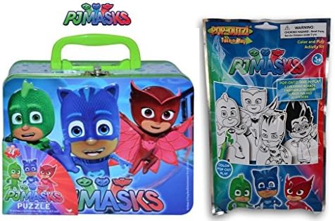 PJ Mask Lunch Tin with Puzzles, Stickers, Coloring Boards, Markers &amp; Fun Pad by Little Boogers