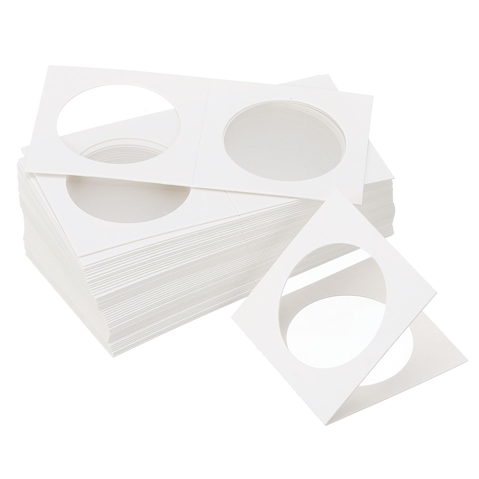 PATIKIL 2x2" Cardboard Coins Holders, 300 Pcs Coin Flips Cardboard Coin Holder Flips for 37 mm The Coin Collection Supplies Holder Storage, White