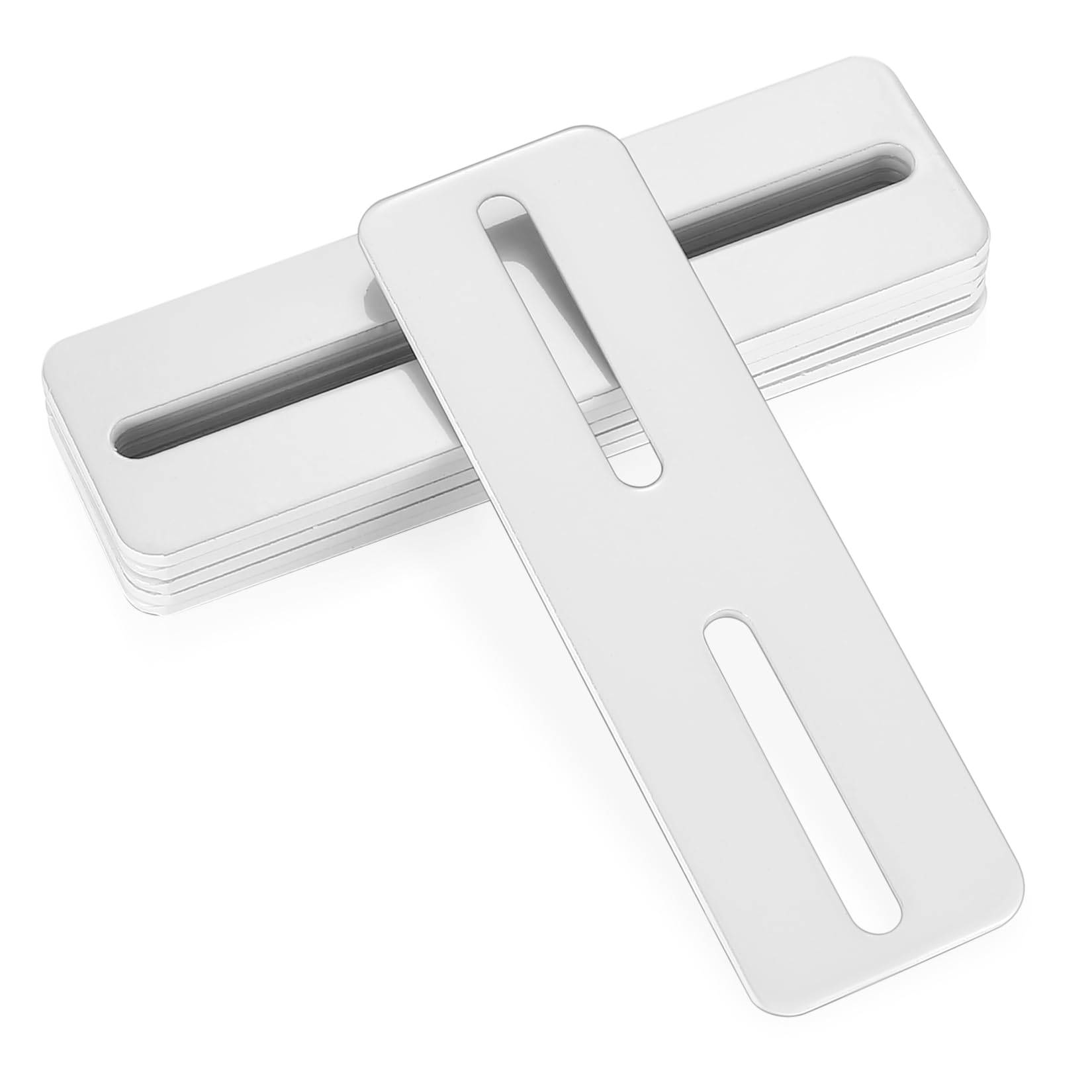 6 Pcs Flat Brackets for Wood, White Metal Brackets for Wood, 2 Holes Flat Connecting Joining Plates, Perforated Flat Bracket Mending Plates for Timber Wood Repair Fixing Connectors(1.57x5.12 inch)
