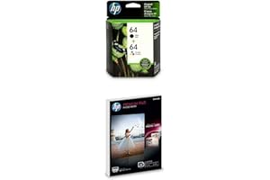 HP 64 Black & Tri-Color Inks + HP Premium Photo Paper, Glossy, 25 Sheets, 4x6