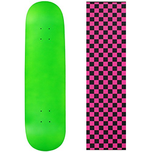 Skateboard Deck Blank Neon Green 8.0" Checker Pink Grip