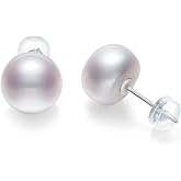 Ball Pearl Earrings for Women 6-13mm AAAA Freshwater Pearls Stud Earrings 925 Sterling Silver Jewelry Gifts for Wife Mom Girlfriend Her Christmas Wedding Birthday Anniversary