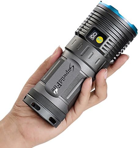 Zaidern Super Bright XM-L T6 LED 25000 Lumen Flashlight with 3 Modes Zoomable Rechargeable Digital Display Flashlight Handheld Light Torch for Camping Hiking Cycling and Emergency Flashlights