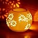 DEBON Creative Milk White Ceramic Hollowing Floral Aroma Lamp Oil Diffuser Essential Oil Lamp Aromatherapy Furnace Ceramic Incense Burner Oil Candle Furnace Tea Light Holder Candle Holders (C)