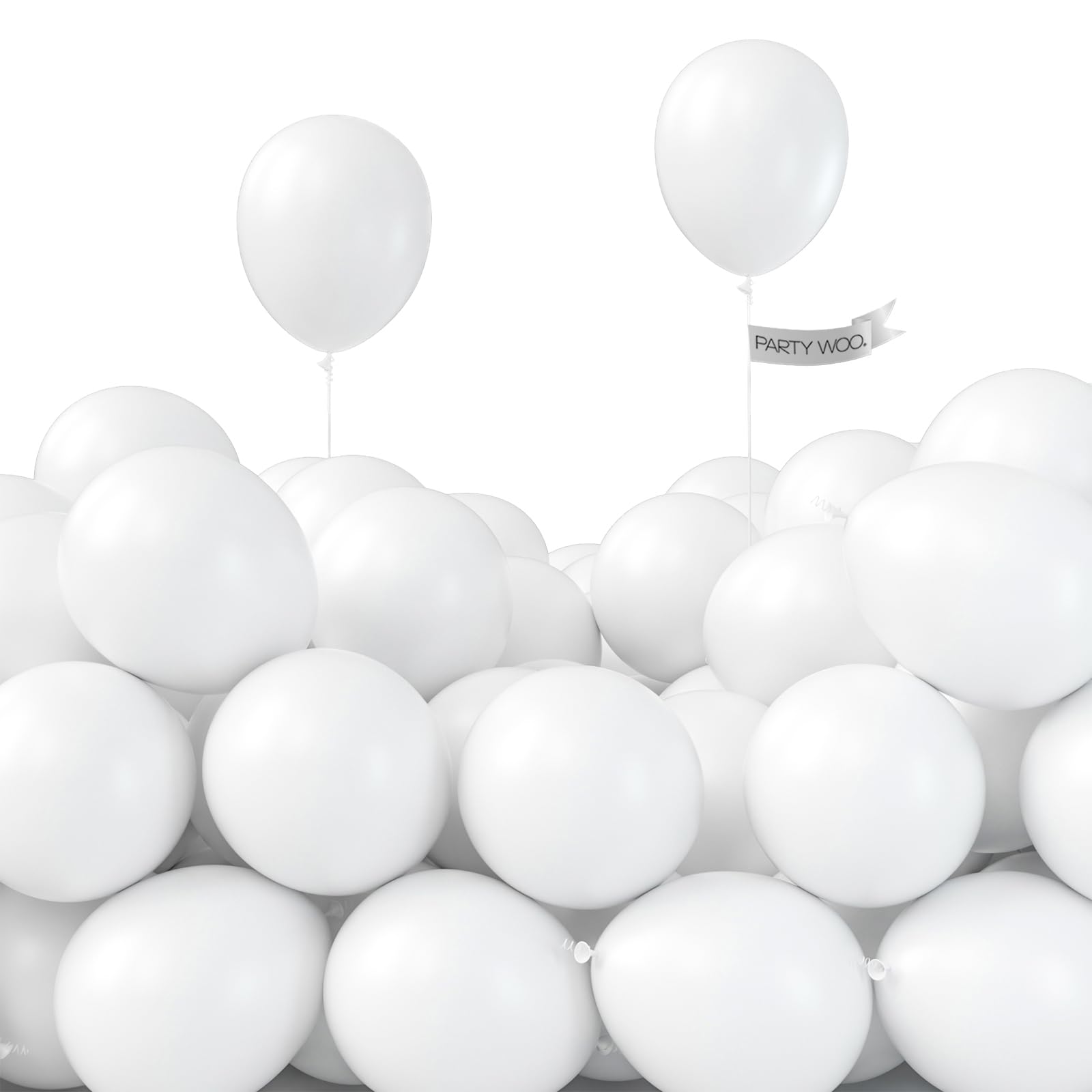Photo 1 of PartyWoo, 120 pcs 5 Inch White Matte Balloons, 100% Latex, Unisex Decorations for Wedding, Baby Shower, Birthday, Neutral Themed Events