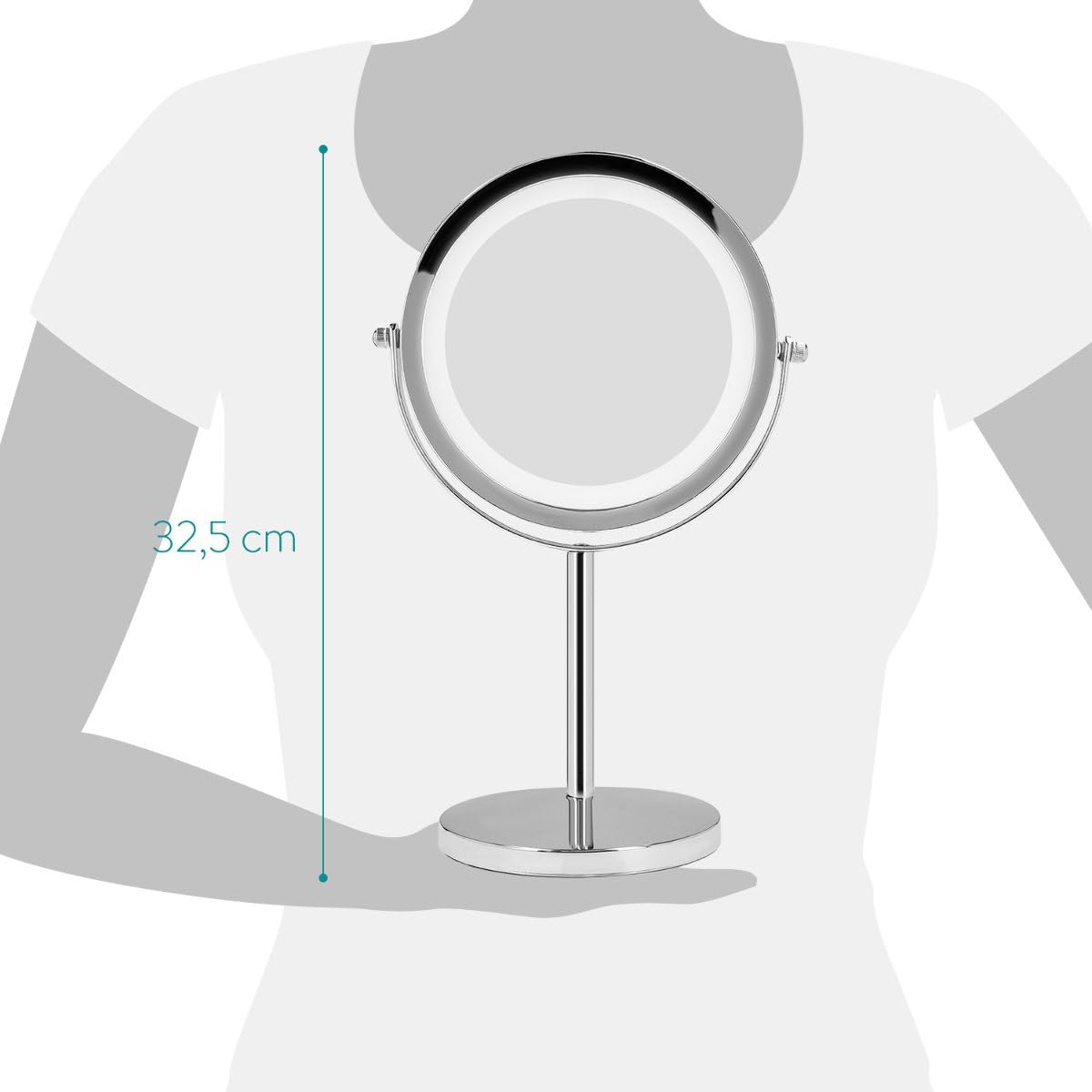 Navaris LED Illuminated Makeup Mirror TwoSided Vanity Mirror with