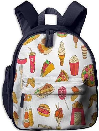Pizza Burger Hotdog French Fries2 School Casual Daypack For Kids Fashion Printed Bags Student School Backpack