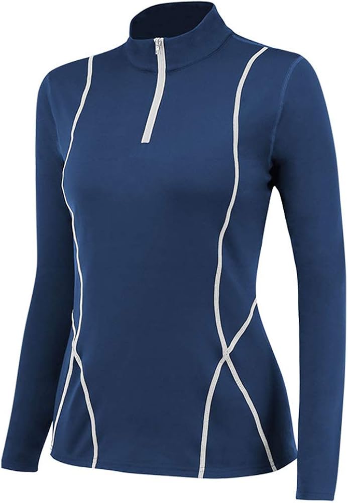 Womens Pullover 1/4 Zip Running Jacket Long Sleeve Workout Tops with Thumb Holes Yoga Shirts: Clothing