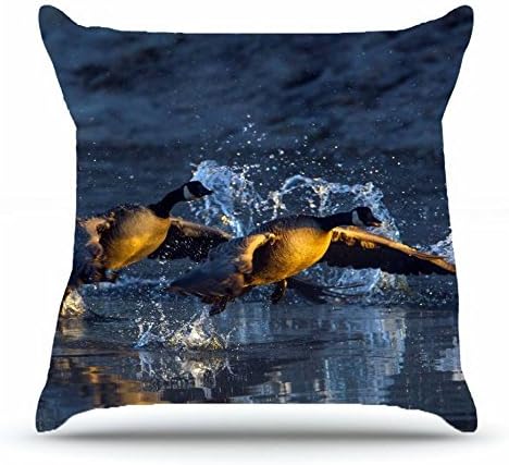 Throw Pillowcase 18 X 18 Inches Cotton Pillowcases Decorative Cushion Covers with Hidden Zipper - Animals water Geese takeoff pond drops spray For Bedding Room
