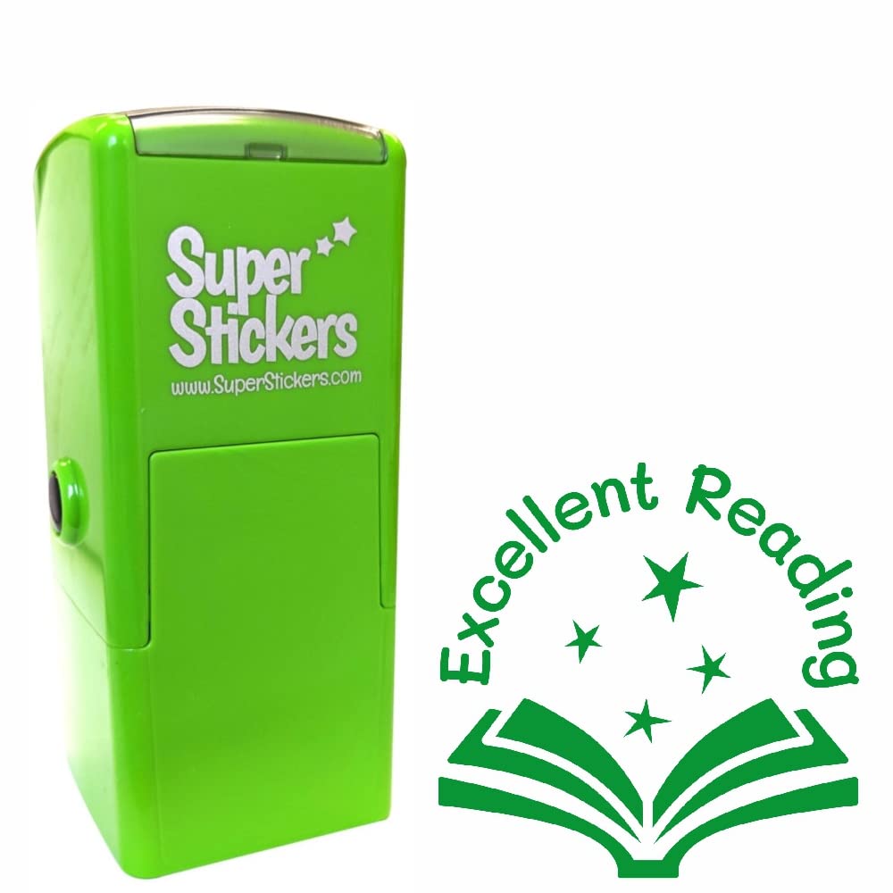 Trodat Teacher Stamp, Education Marking Stamp, Reward Stamps for School - Excellent Reading Book Design, Impression Size 23x23 mm, Green Ink