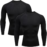 MAOWINTY 2 Pack Long Sleeve Compression Shirts for Men Athletic Workout Rash Guard Base Layer