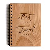 Eat Well Travel Often Laser Cut Wood Journal (Notebook / Birthday Gift / Gratitude Journal / Handmade)