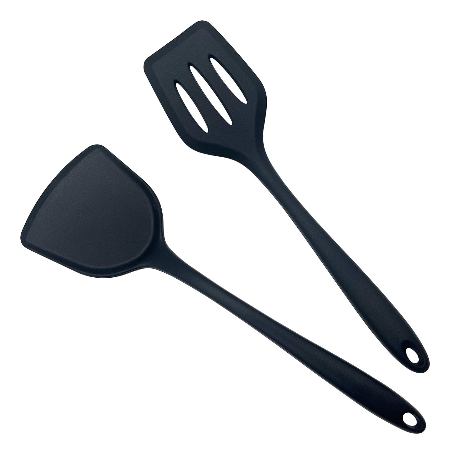 Kibon Silicone Spatula Set,High Heat Resistant Spatulas with Seamless One Piece Design,Nonstick Rubber Flippers Utensils for Baking & Cooking,BPA-Free, 2 Pack,Black