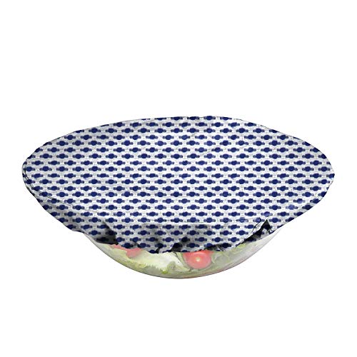 Reusable Bowl Covers, Premium Elastic Polyester Cloth Bowl Covers for Holiday Beach Parties, Easy to Clean (L:diameter up 10", blue)